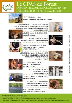 Affiche activités culturelles Fev april2018